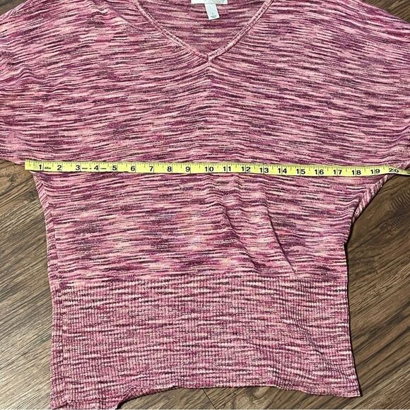 Dressbarn 1/2 Sleeve Heathered Sweater Pink White Purple Metallic Threading L - Picture 9 of 10